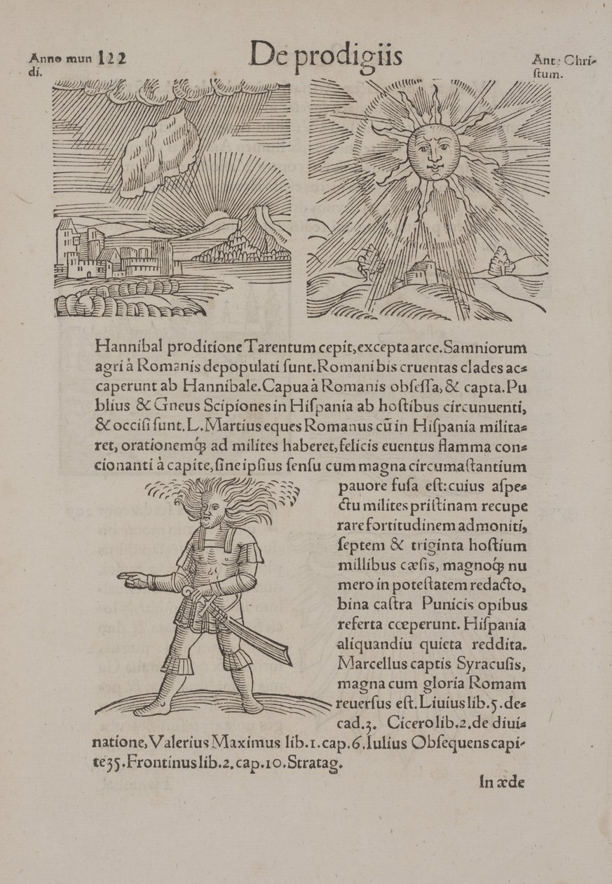 Página de "The prodigies &39;(Prodigies of Nature) de Conrad Lykosthenes de Andrea Schiavone