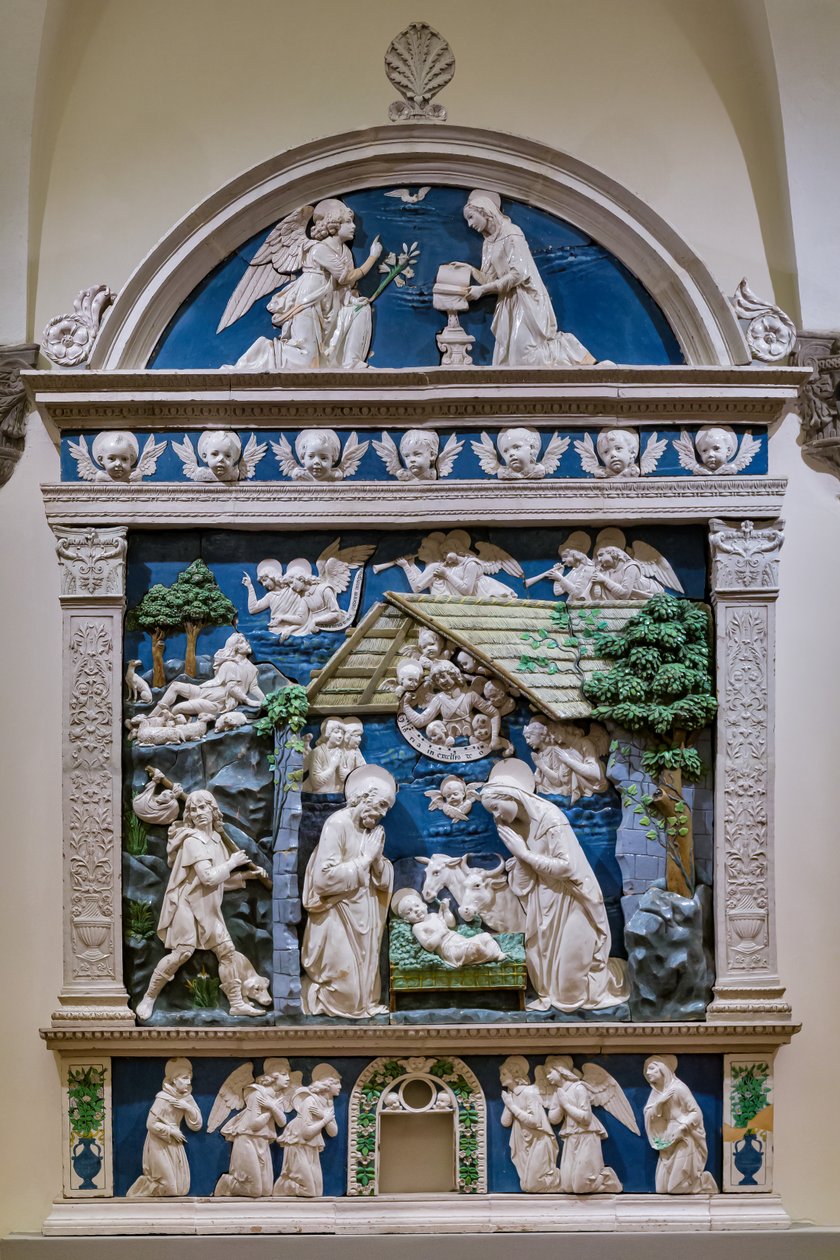 Natividade, Adoração dos Pastorinhos e Anunciação de Andrea (workshop of) Della Robbia