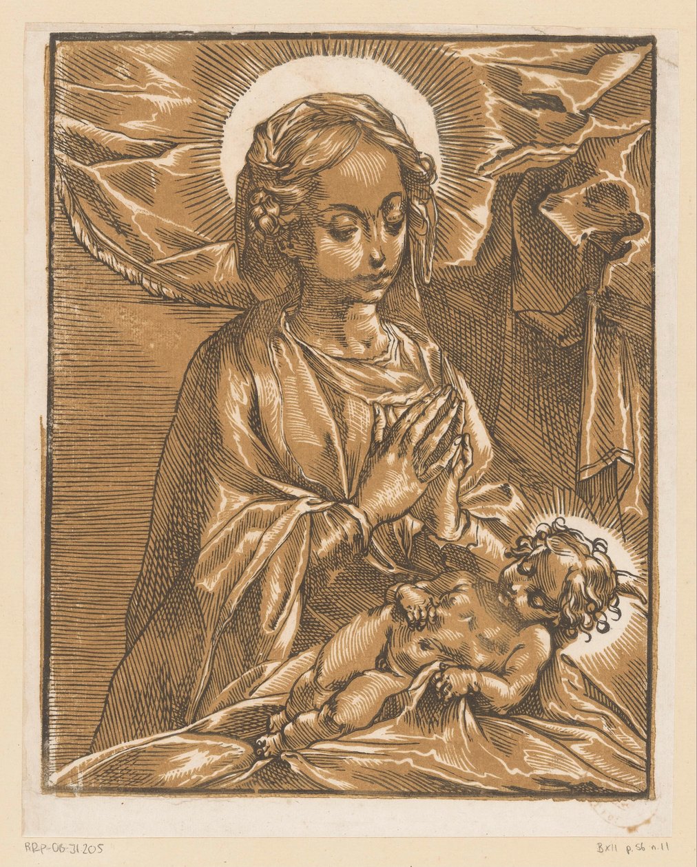 Maria adora a criança Cristo de Andrea Andreani