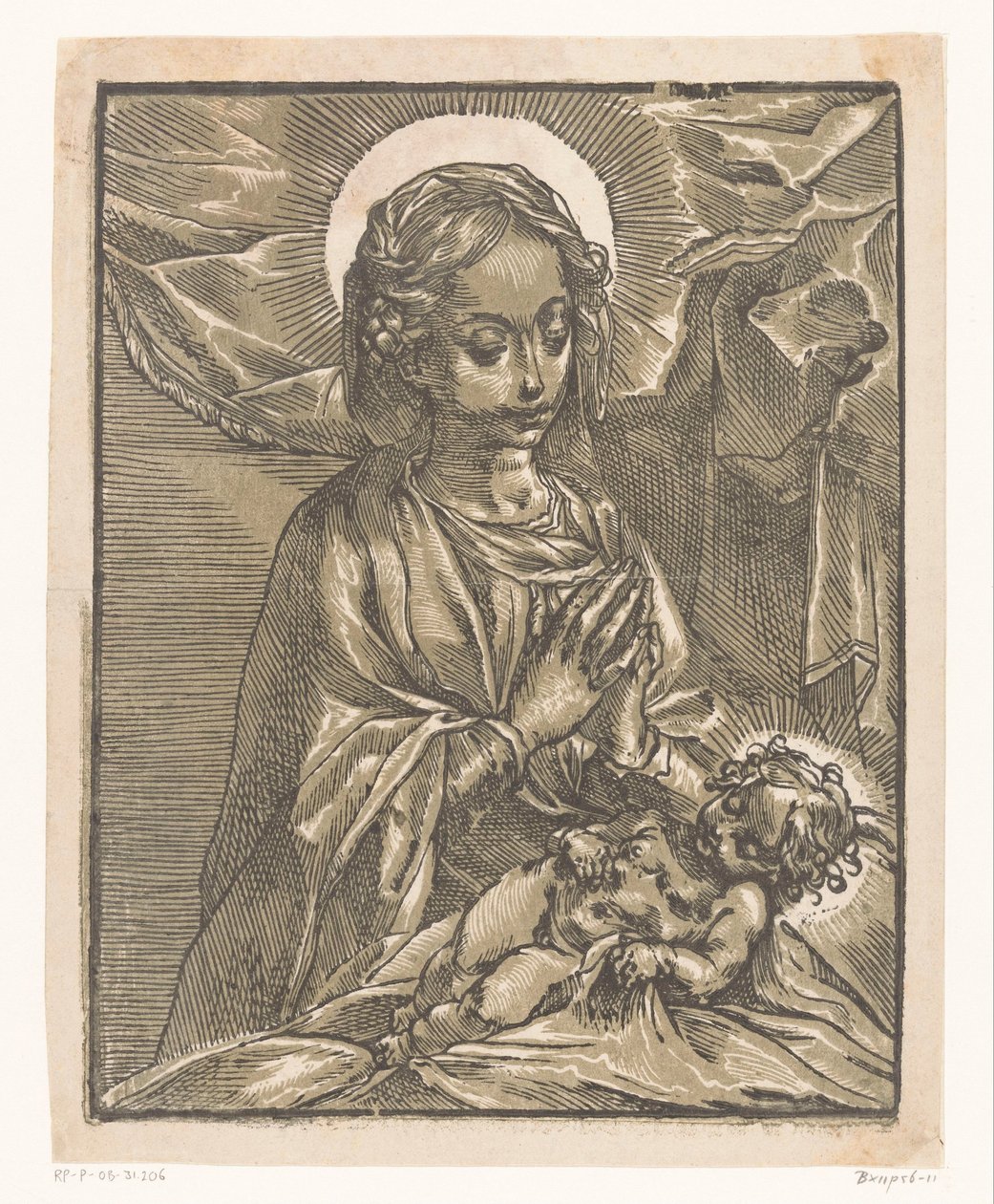 Maria adora a criança Cristo de Andrea Andreani