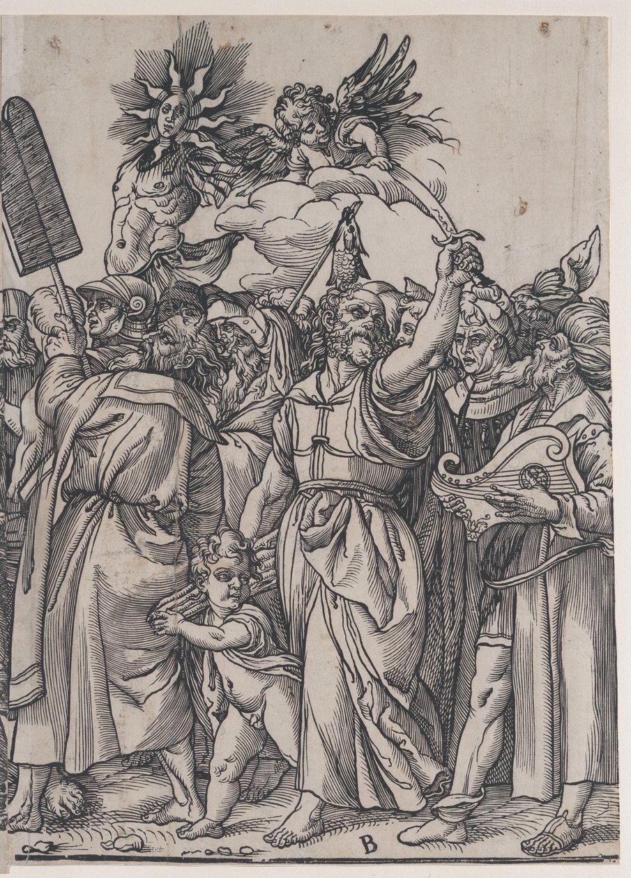 Seção B: Isaac, Noah e outras figuras, de The Triumph of Christ, 1836. de Andrea Andreani