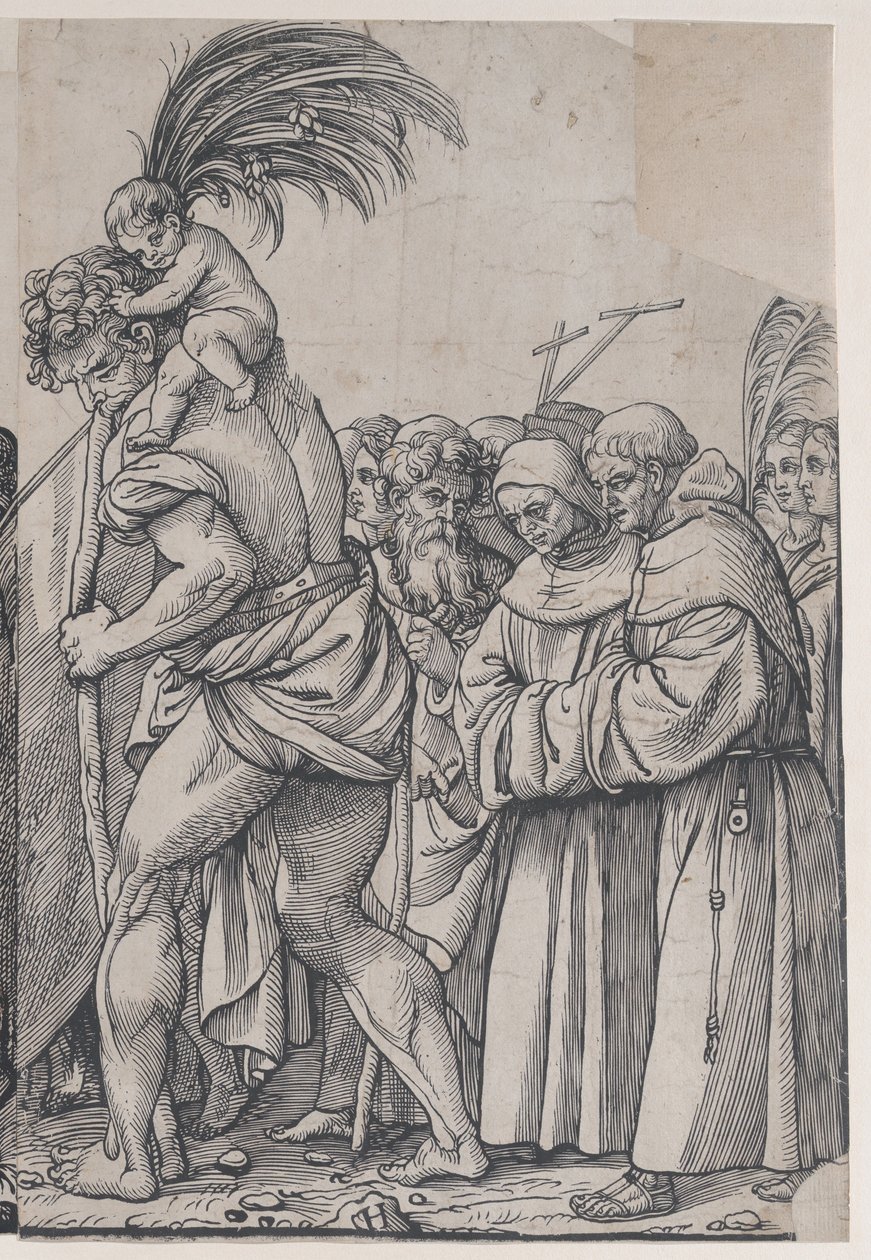 Seção H: São Cristóvão carregando o Menino Jesus, de O Triunfo de Cristo, 1836. de Andrea Andreani