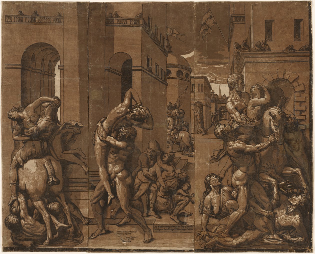 O Rapto das Mulheres Sabinas, 1585. de Andrea Andreani
