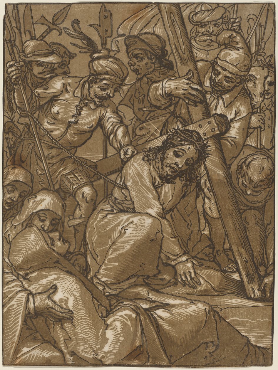 O carregamento da cruz, década de 1580. de Andrea Andreani