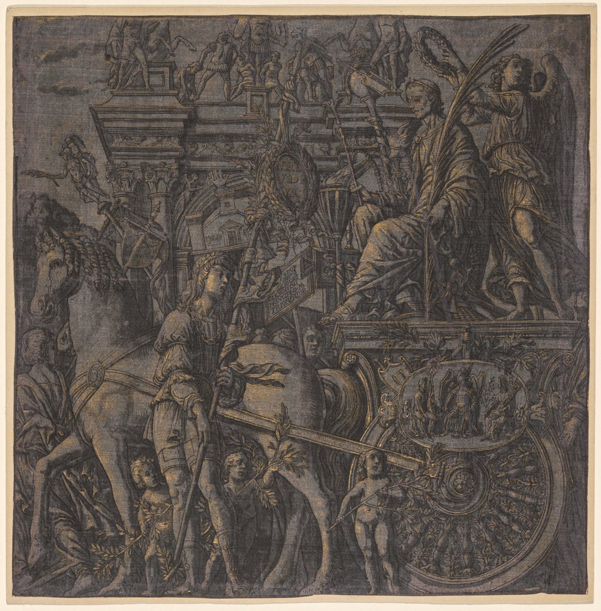 O triunfo de Júlio César: César Triunfante, 1593-99. de Andrea Andreani