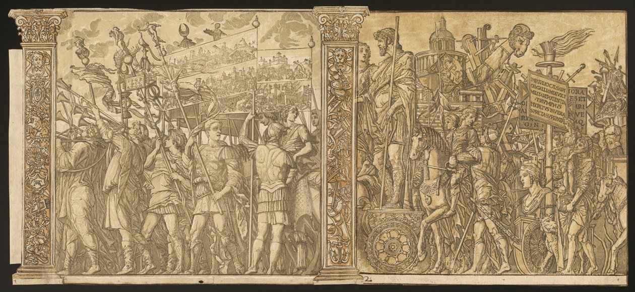 O Triunfo de Júlio César [nº 1 e 2 mais 2 colunas], 1599. de Andrea Andreani