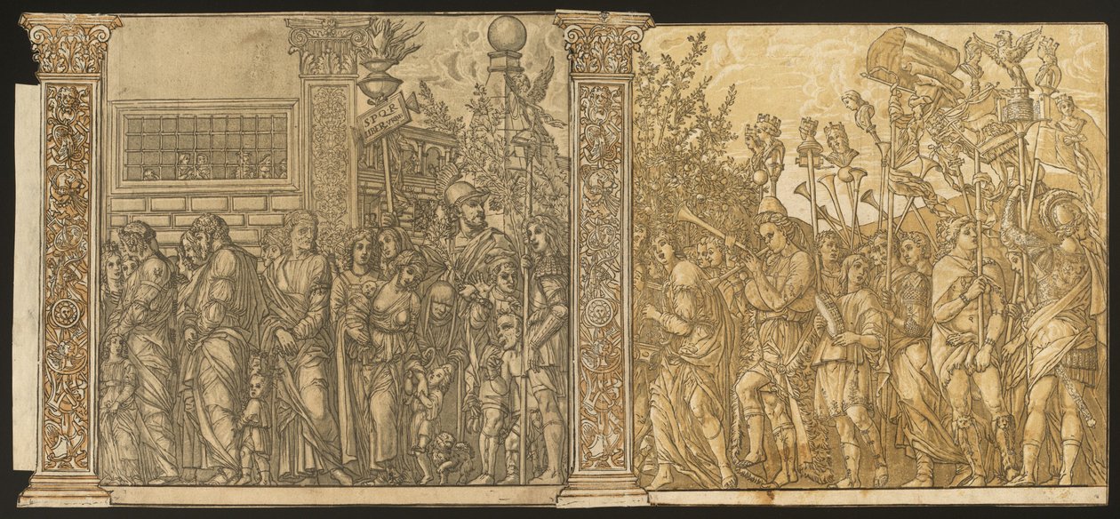 O Triunfo de Júlio César [nº 7 e 8 mais 2 colunas] de Andrea Andreani after Andrea Mantegna