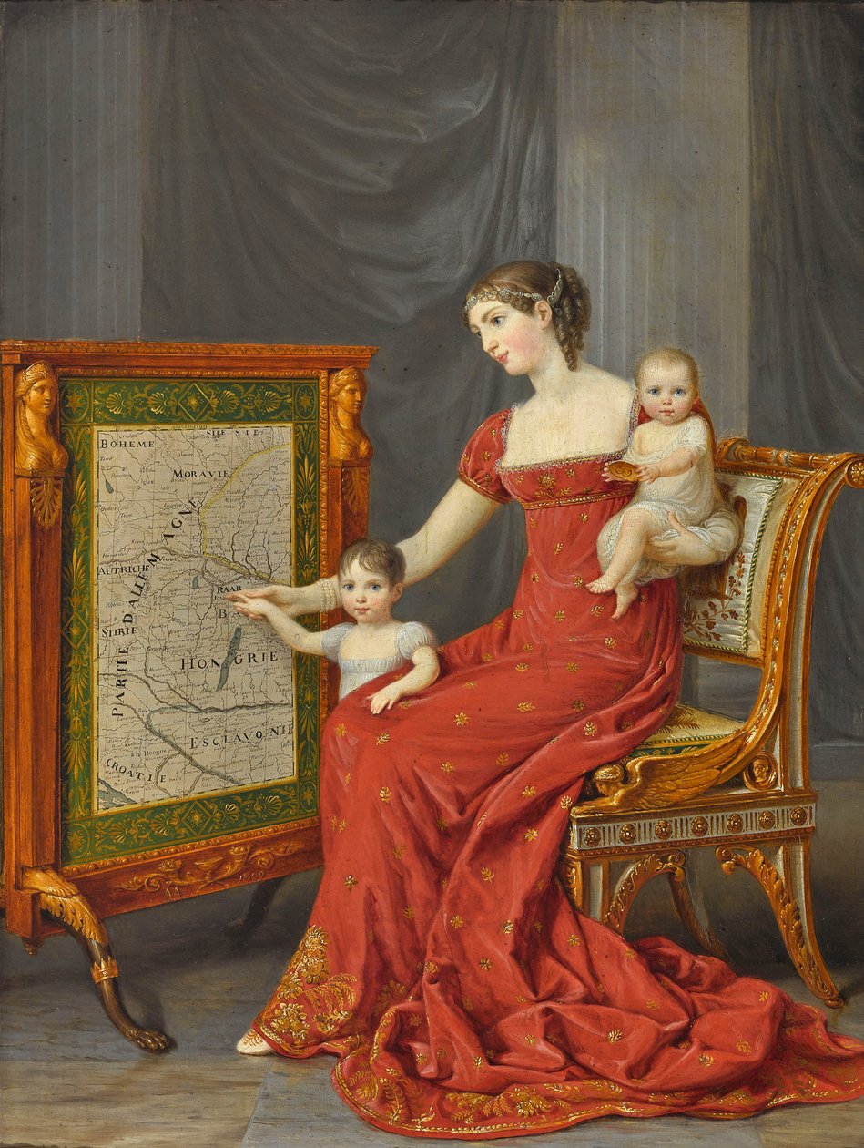 Princesa Augusta da Baviera com seus filhos Josephine e Eugenie. de Andrea Appiani