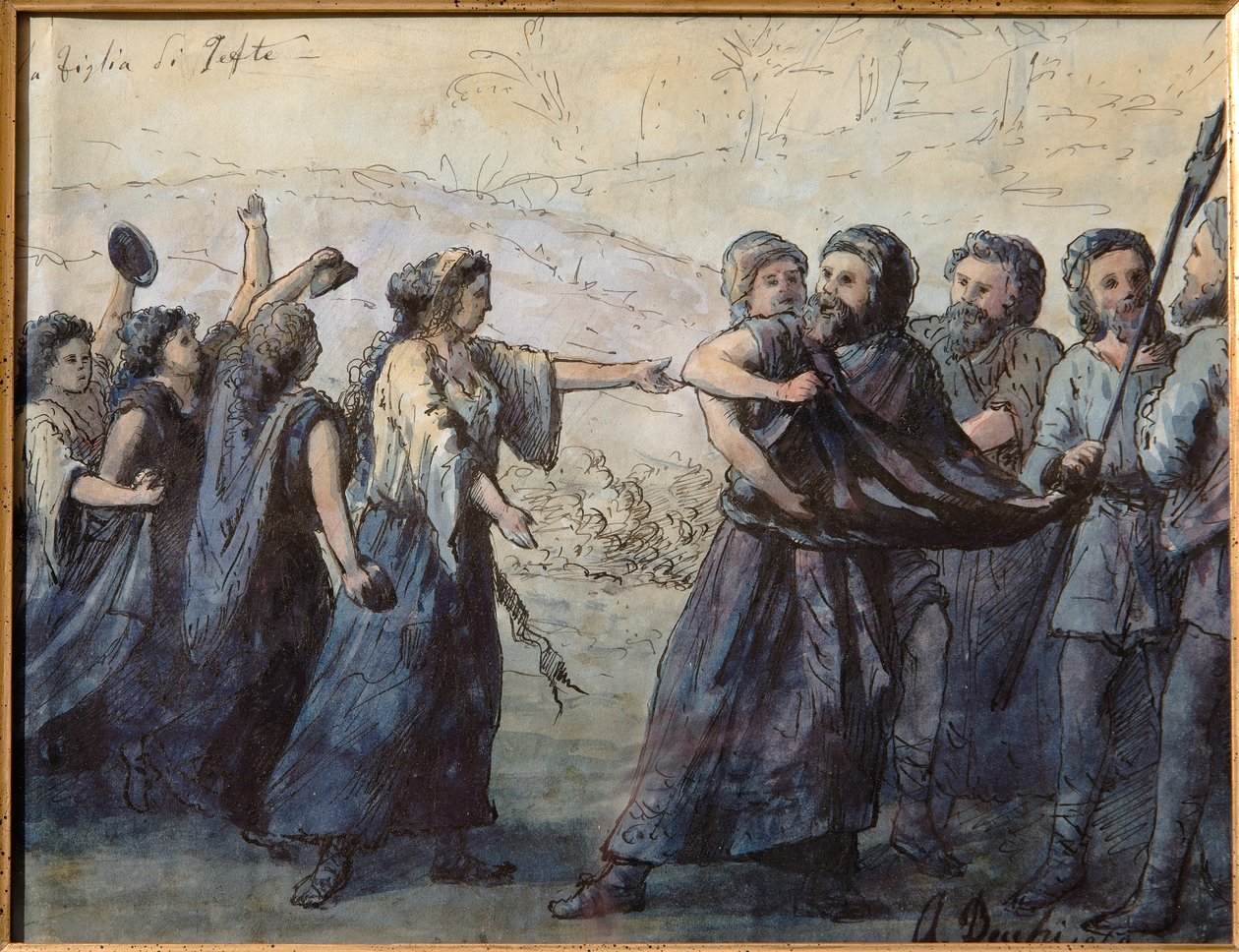A Filha de Jefté (aquarela) desenho a tinta indiana, cm. 31 x 23,5. de Andrea Becchi