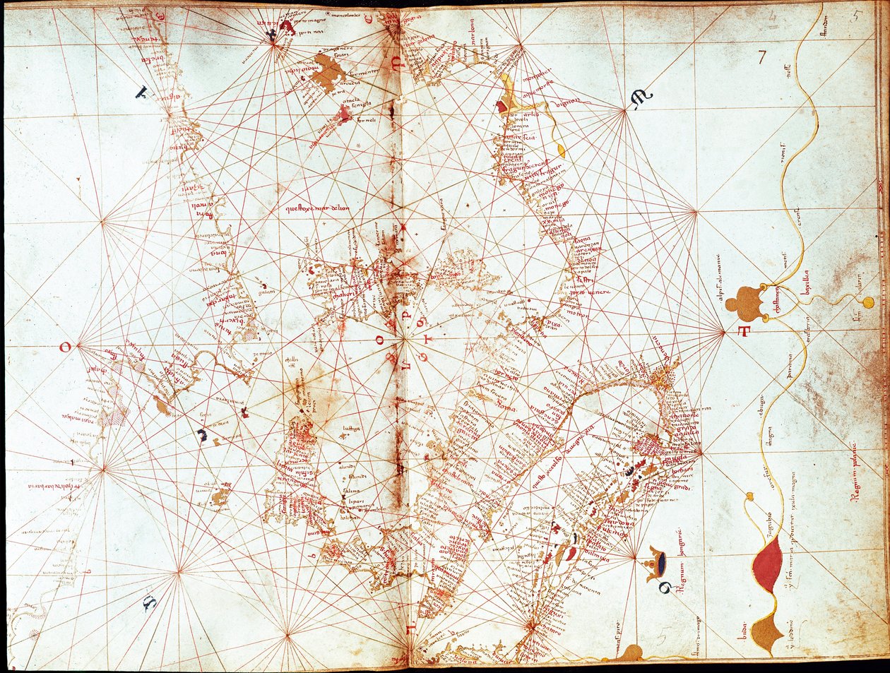 Mapa da Itália pela cartógrafa marinheira Andrea Bianco (século XV) de Andrea Bianco