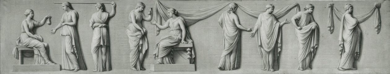 Um painel grisaille representando uma procissão feminina com lacrimosos de Andrea Casali