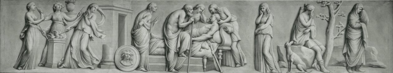 Um painel grisaille, retratando a cena da morte de Meleager de Andrea Casali