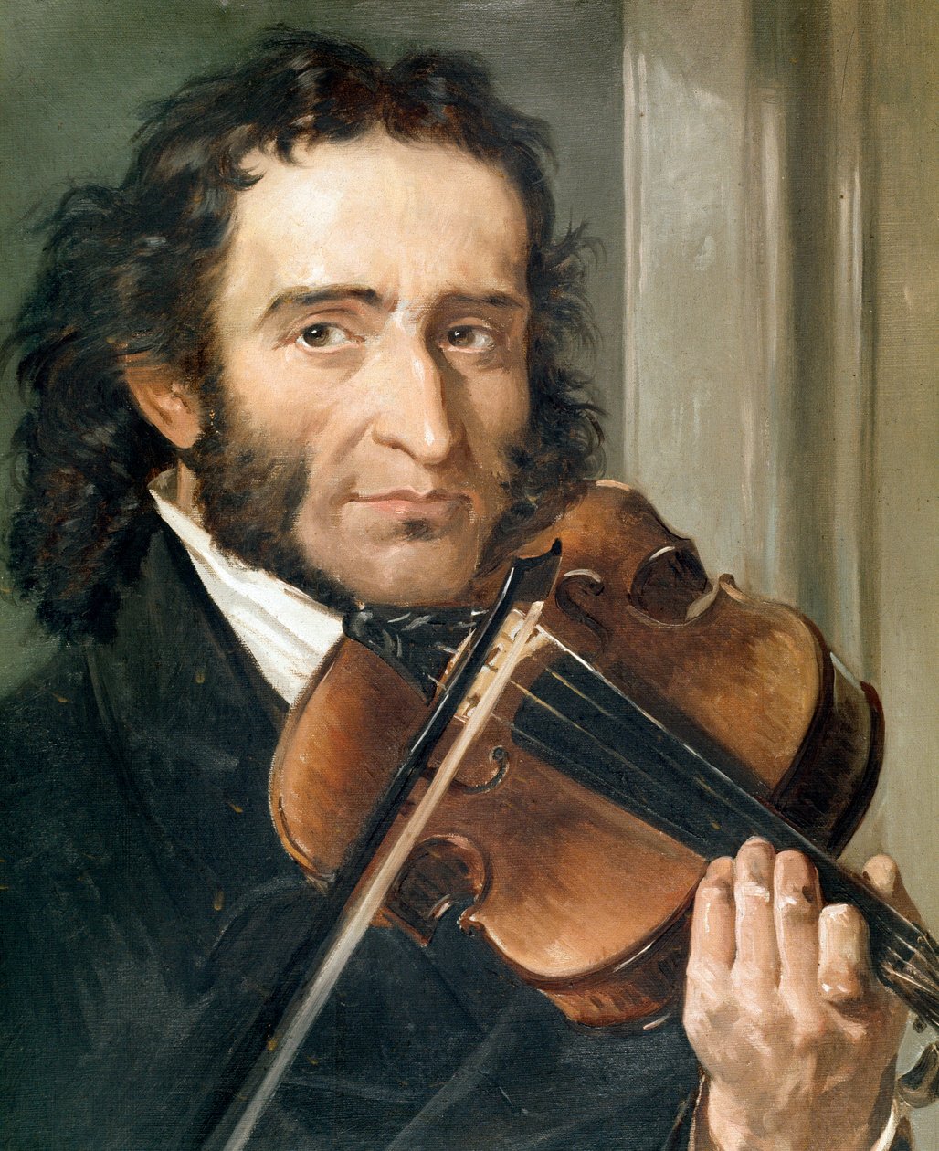 Retrato de Nicolo Paganini (1782-1840), violinista e compositor italiano. de Andrea Cefaly