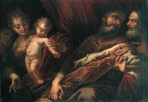 O Menino Moisés de pé sobre a Coroa do Faraó (óleo sobre tela) de Andrea Celesti