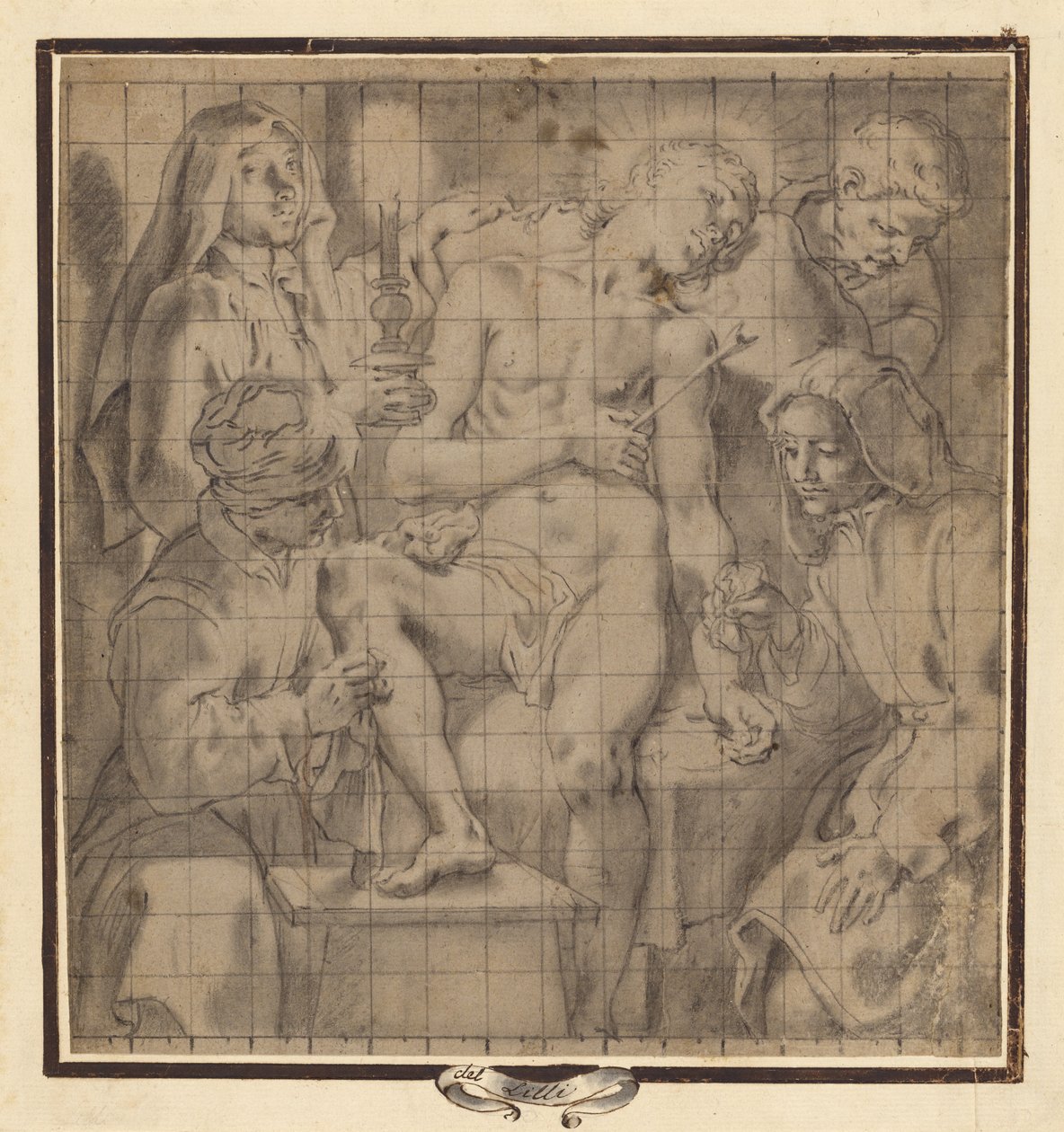 Figuras que cuidam dos feridos São Sebastião de Andrea Lilio