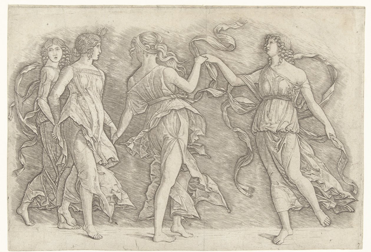 Quatro mulheres a dançar de Andrea Mantegna (school of)