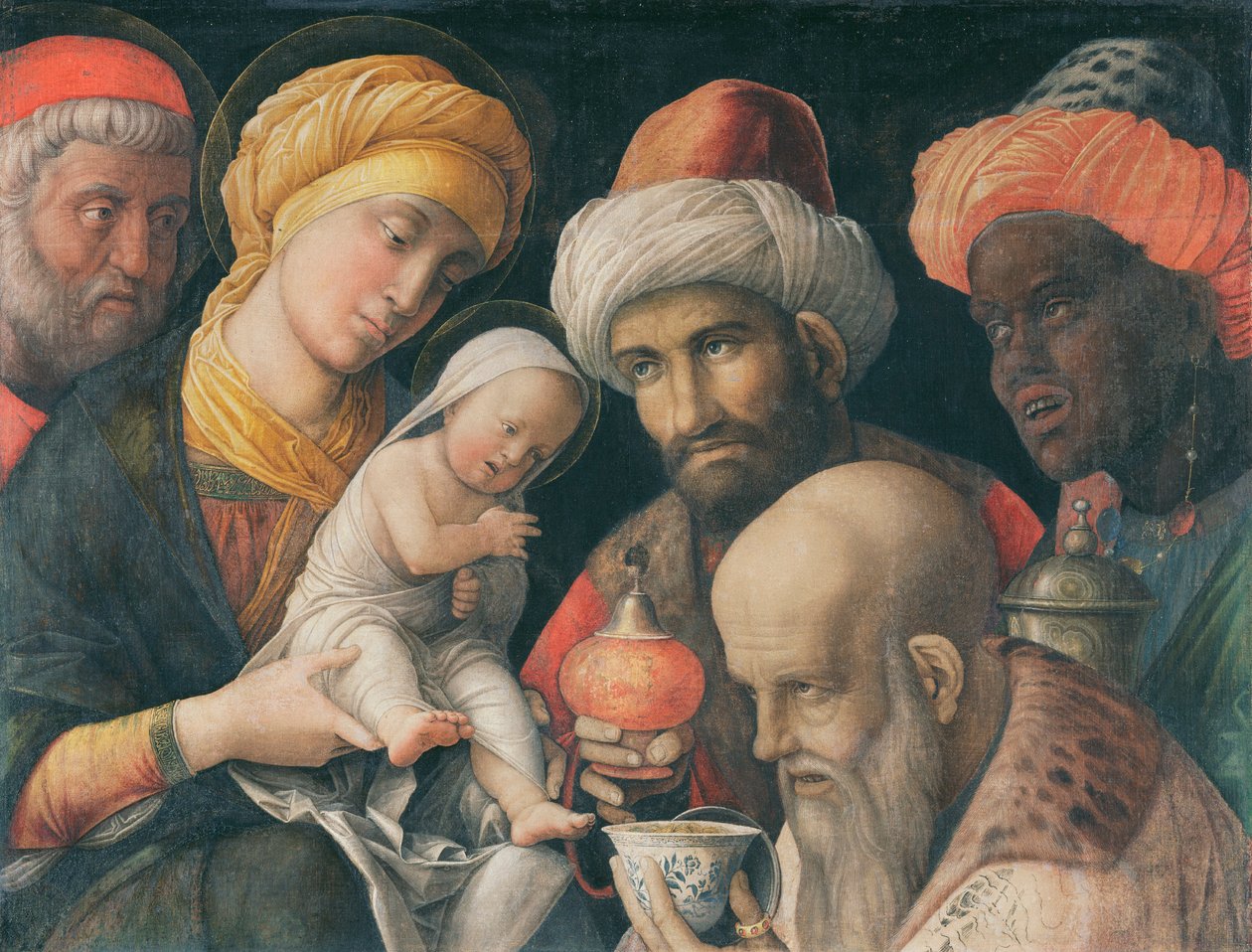 Adoração dos Magos, c.1495-1505 (Cinomose em linho) de Andrea Mantegna
