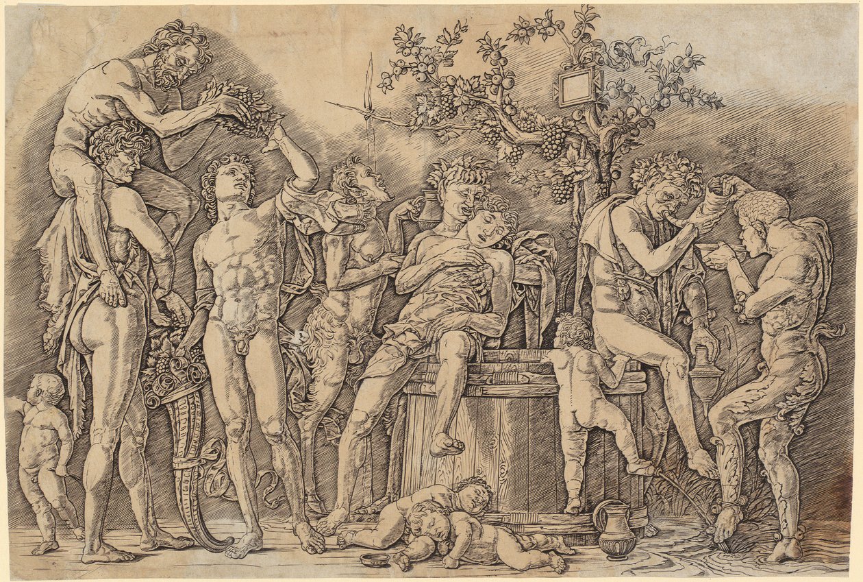 Bacchanal mit einem Weinfass de Andrea Mantegna