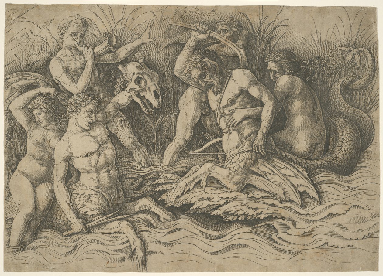 Batalha dos Deuses do Mar: Metade direita de um friso de Andrea Mantegna