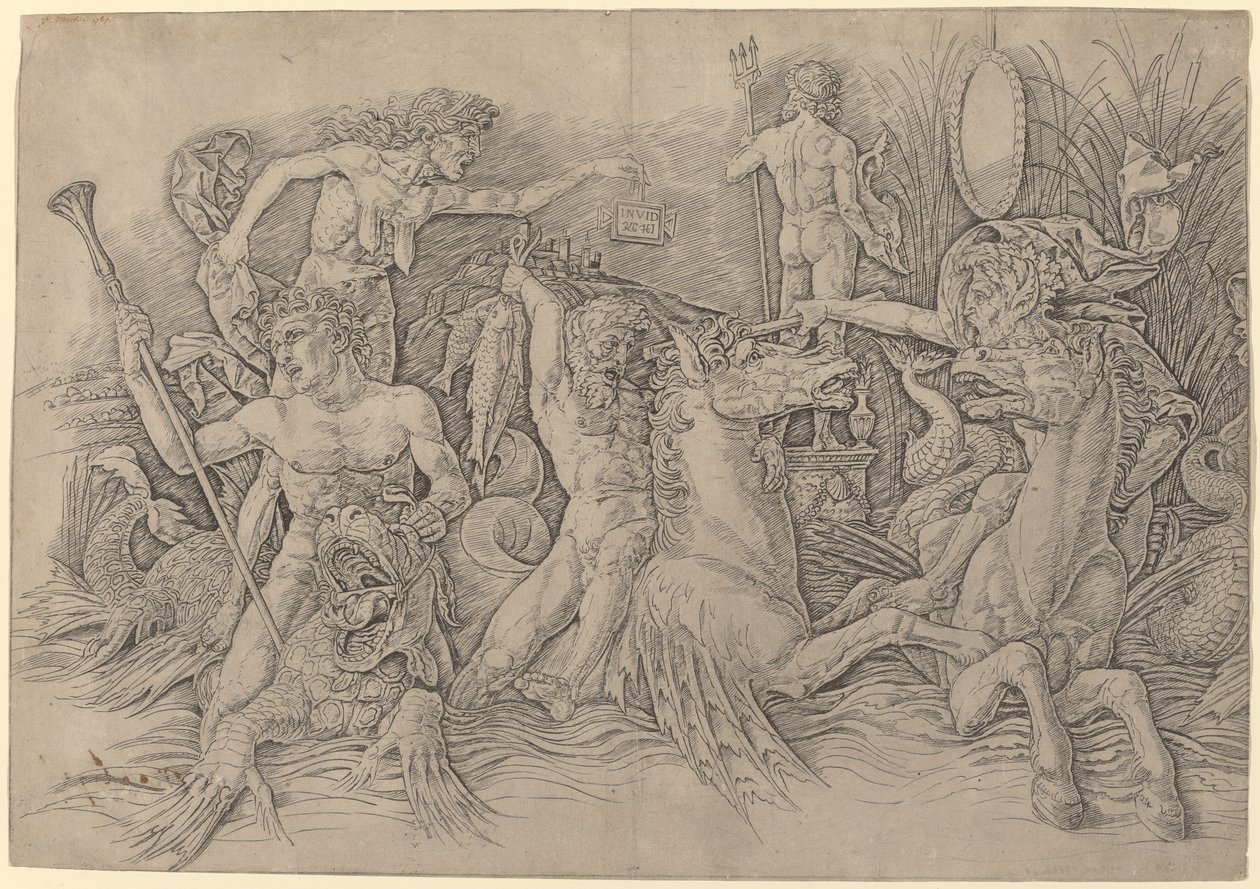 Batalha dos Deuses do Mar [metade esquerda] de Andrea Mantegna