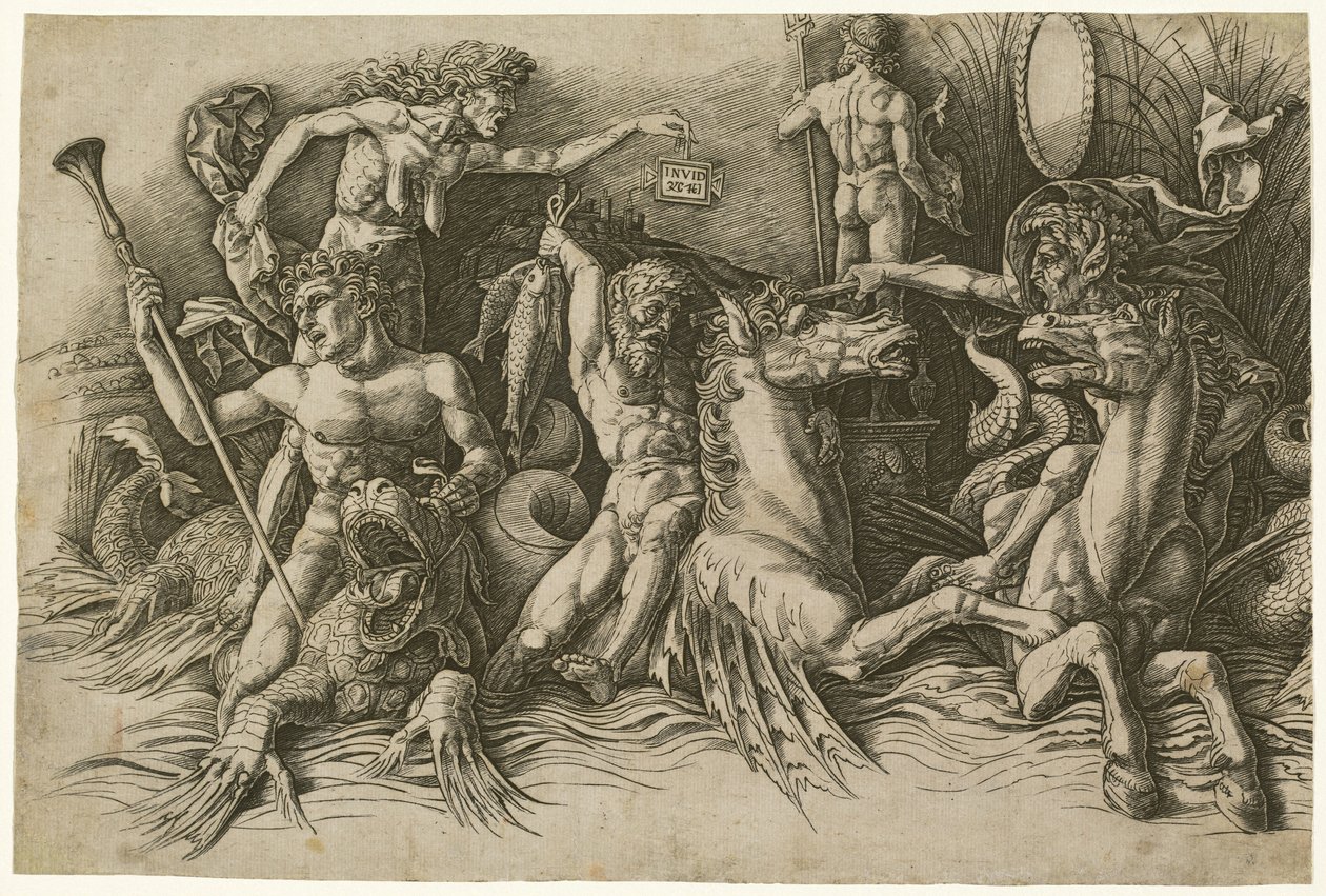 A Batalha dos Deuses do Mar [metade esquerda] de Andrea Mantegna