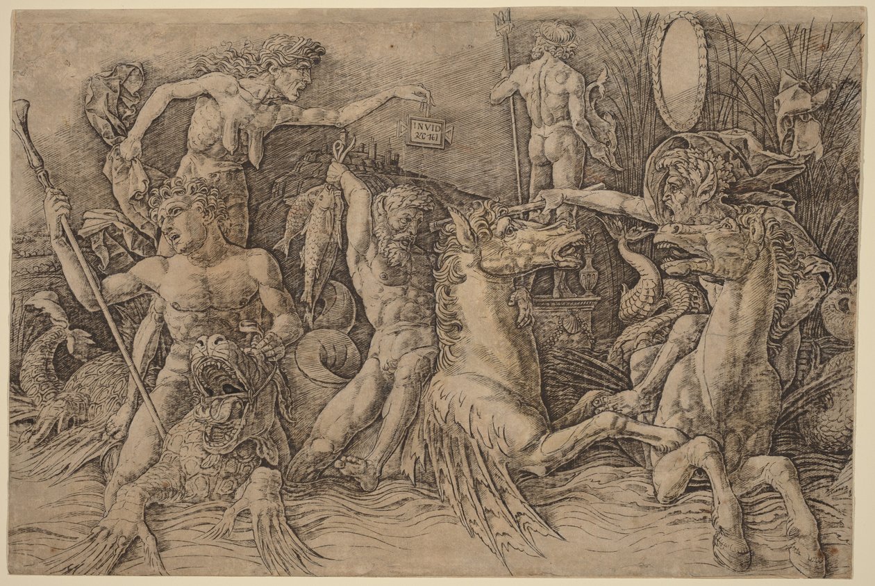 A Batalha dos Deuses do Mar [metade esquerda] de Andrea Mantegna