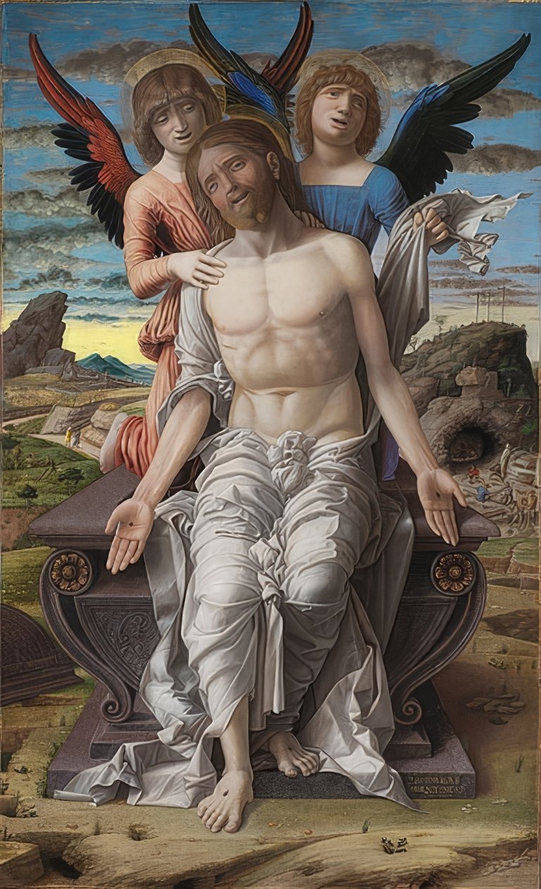 Cristo como um homem de dor. 1495-1500 de Andrea Mantegna
