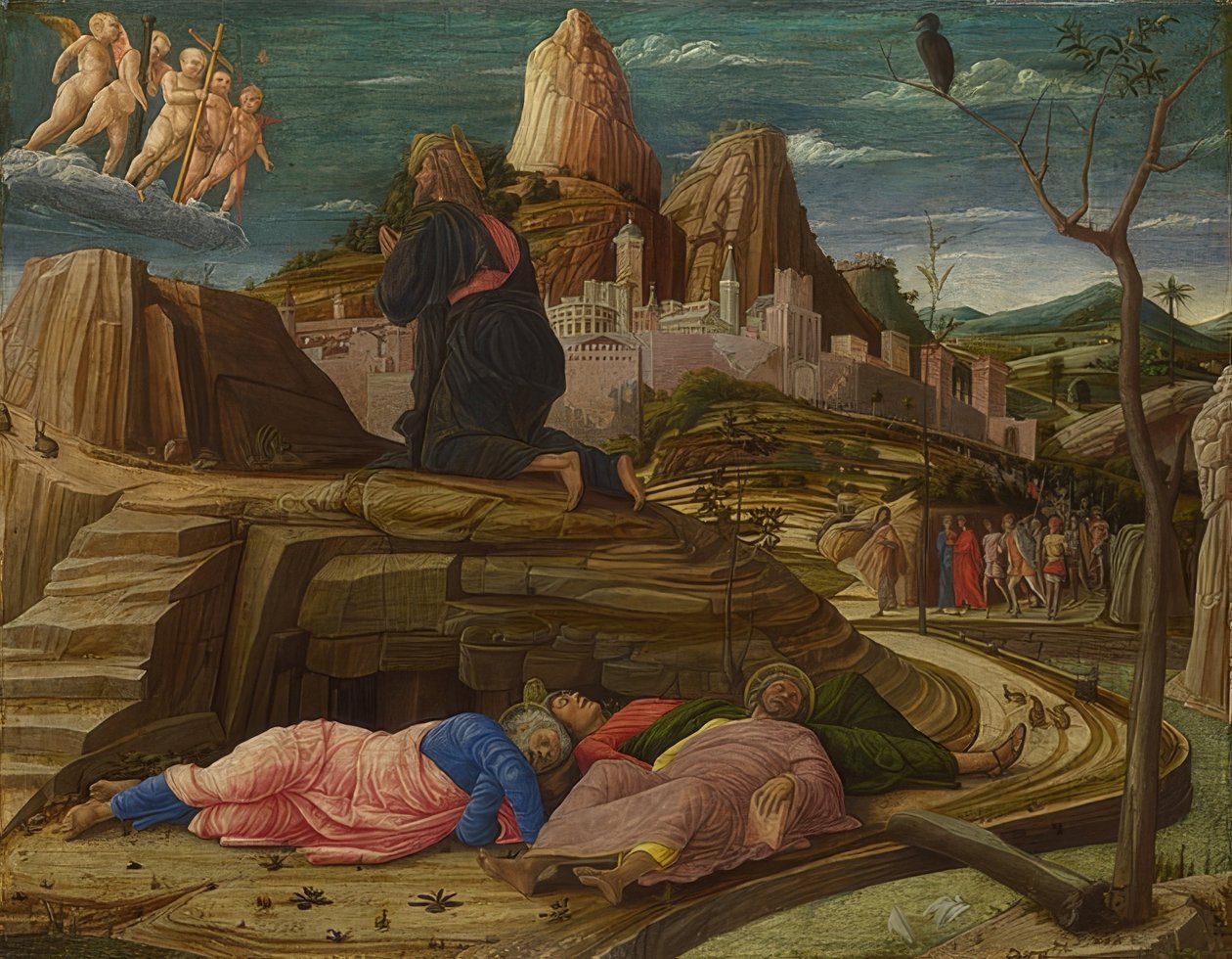 Cristo no Monte das Oliveiras. Por volta de 1458-60 de Andrea Mantegna