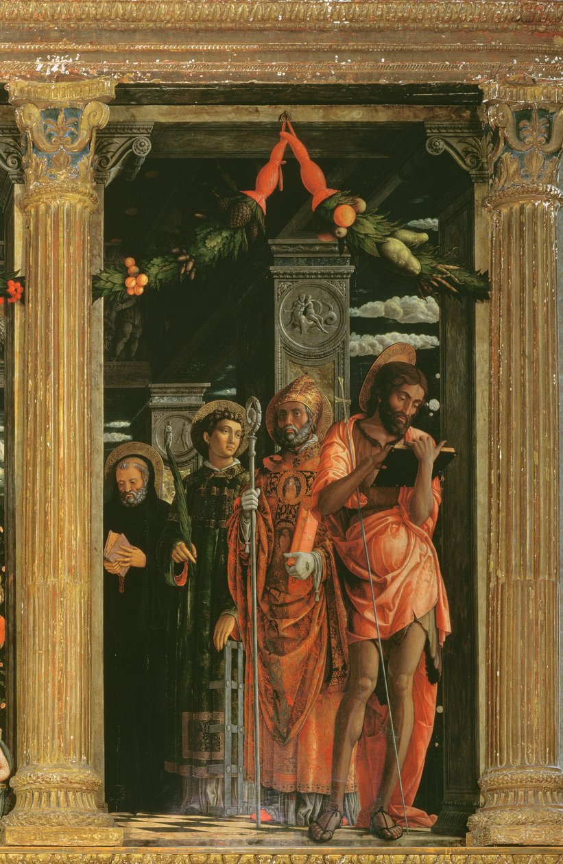 Detalhe do Retábulo de San Zeno, 1456-60 de Andrea Mantegna