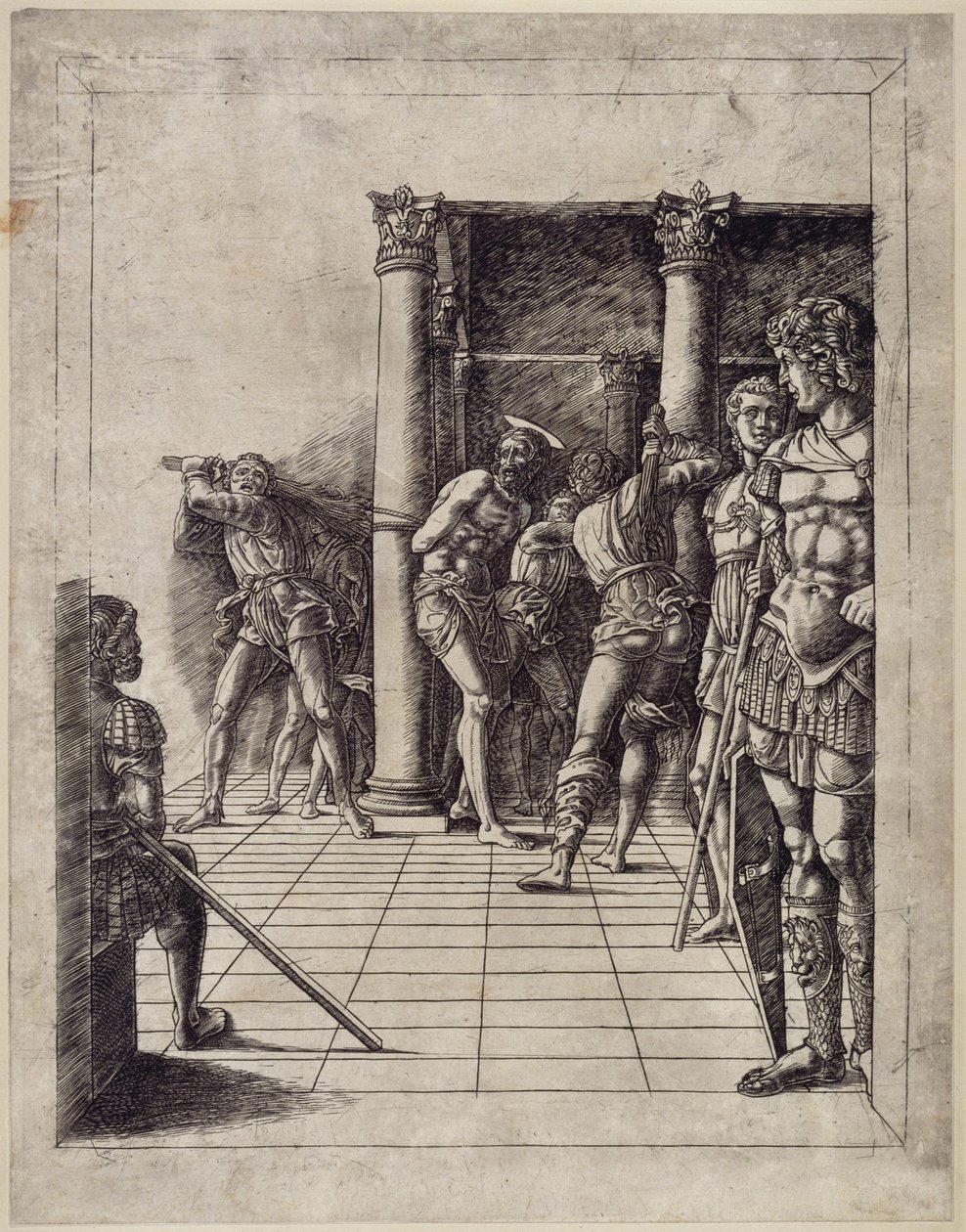 A flagelação de Cristo (com o pavimento de azulejos) de Andrea Mantegna
