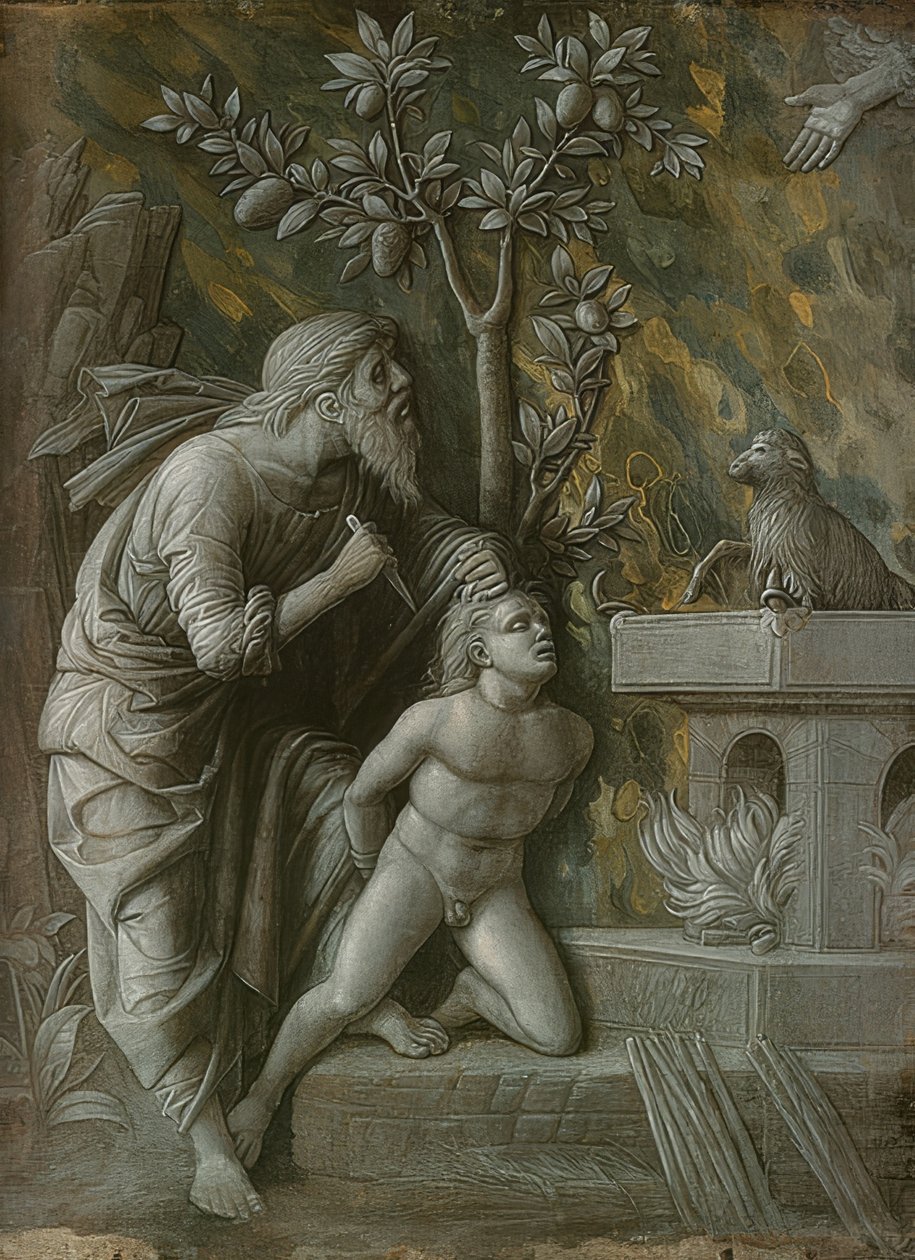 O sacrifício de Isaac. Por volta de 1490-95 de Andrea Mantegna