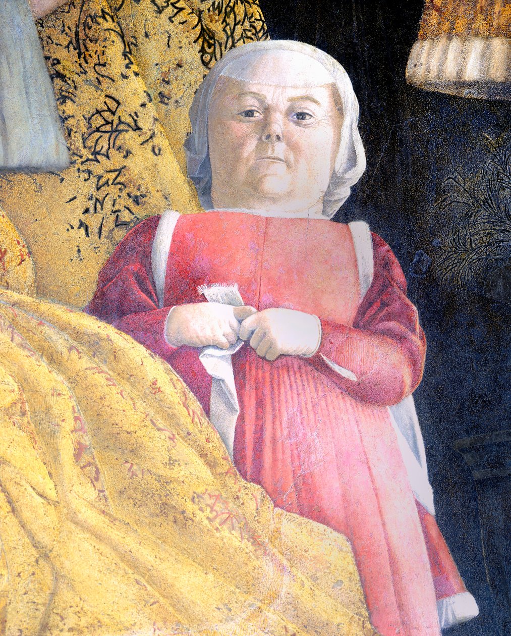 Anão do tribunal, detalhe do Muro do Tribunal de Andrea Mantegna