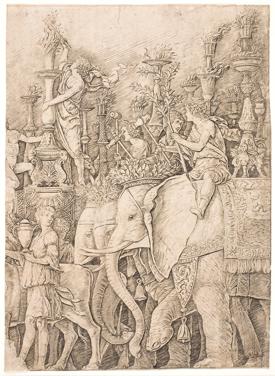 Elefantes carregando tochas de Andrea Mantegna