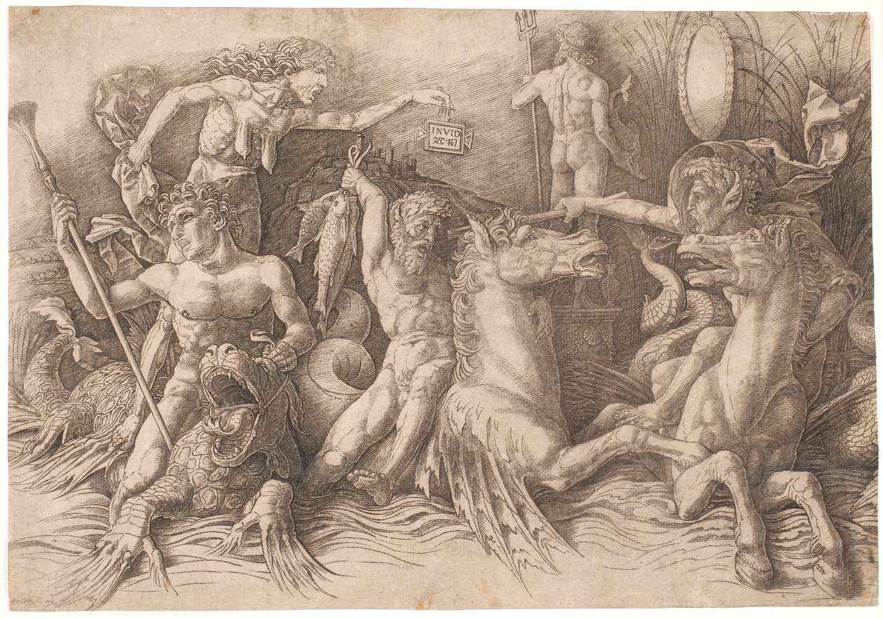 Batalha dos Deuses do Mar, metade esquerda de Andrea Mantegna