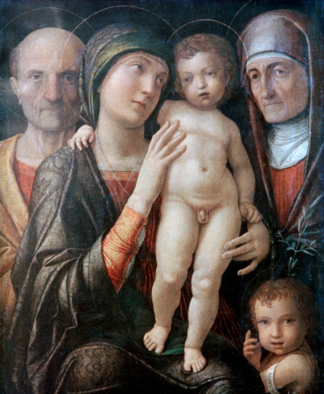 Sagrada Família com Santa Isabel e São João Batista em Criança, c1495-1500 de Andrea Mantegna