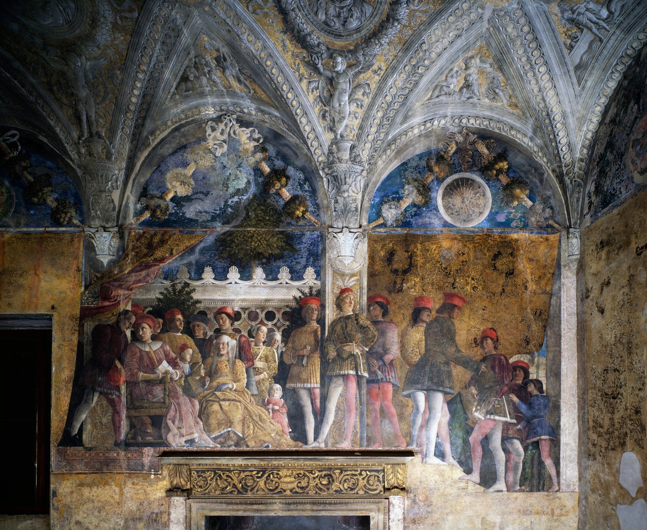 Ludovico Gonzaga, Marsilio Andreasi, Barbara de Brandenburg com sua filha Paula e Rodolfo Gonzaga de Andrea Mantegna