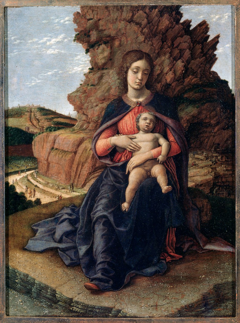 Madonna of the Caves - tempera no painel de Andrea Mantegna