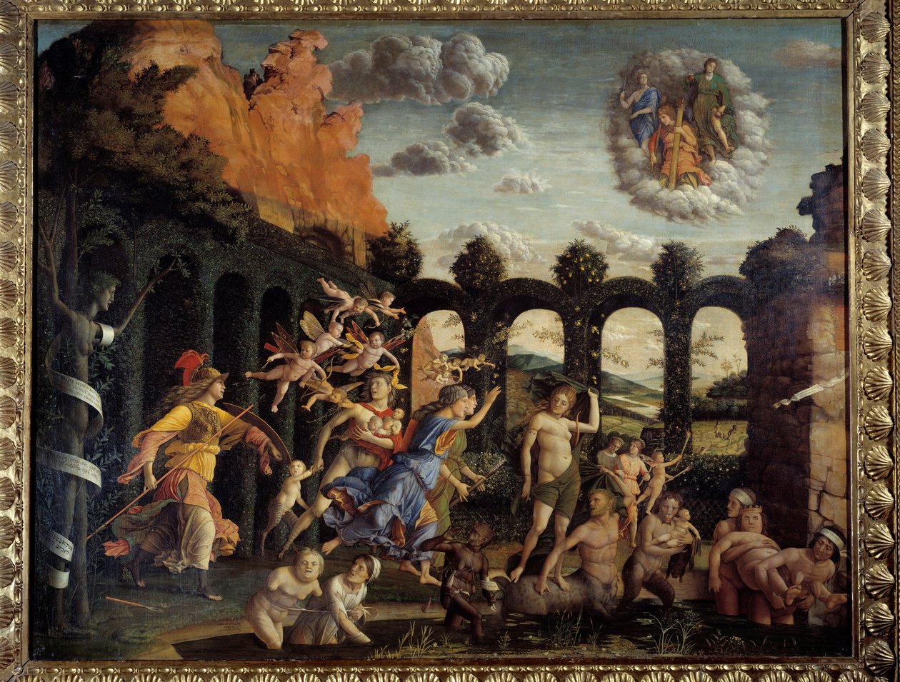 Minerva perseguindo vícios do Vertu Garden Painting de Andrea Mantegna (1431-1506) Sol do século XV. 1,6x1,92 m de Andrea Mantegna