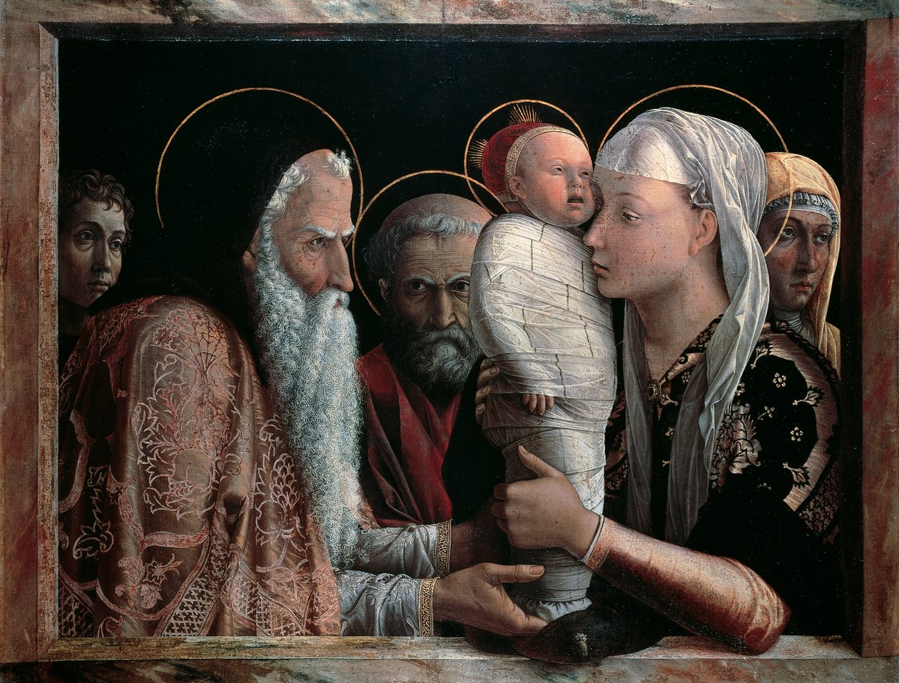 Apresentação no Templo por Andrea Mantegna (1431-1506), tempera sobre tela, 67x86 cm de Andrea Mantegna