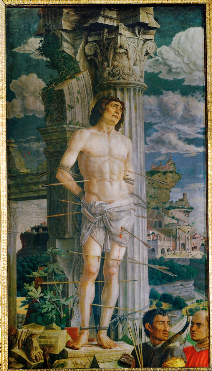 São Sebastião, pintado para a família Gonzaga de Mântua ... de Andrea Mantegna