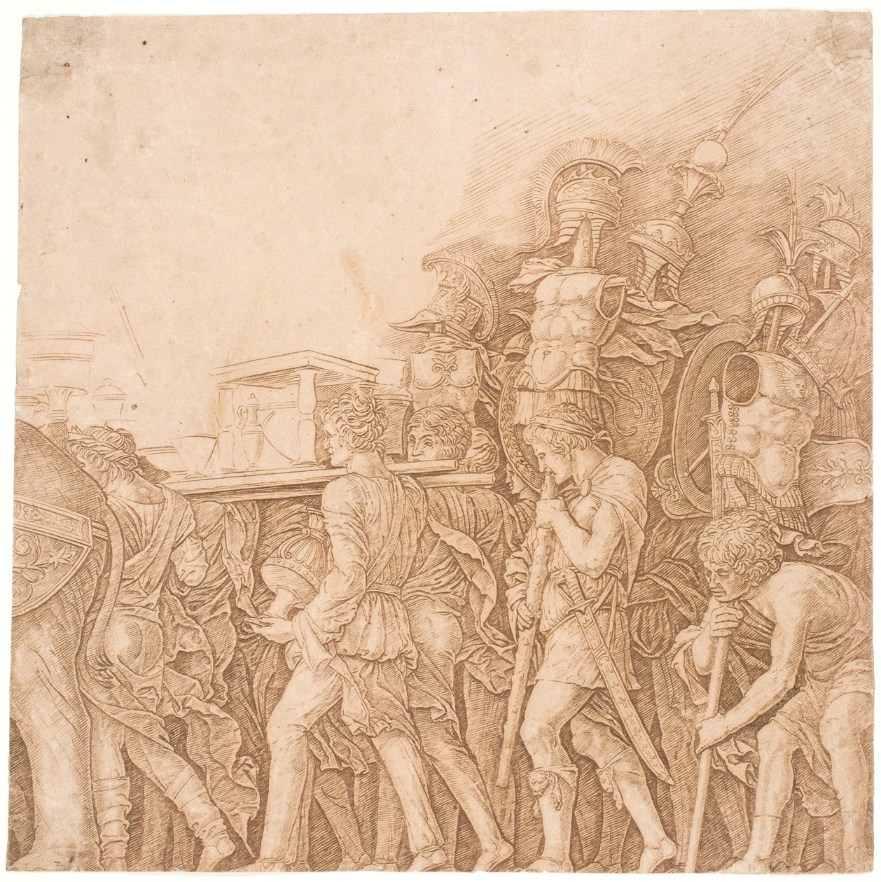 Soldados carregando troféus de Andrea Mantegna