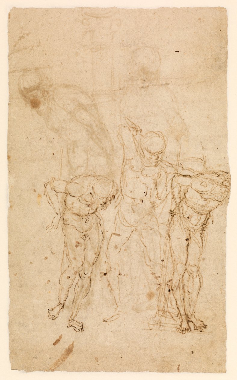 Estudos para Cristo na Coluna (verso), c.1460-65 (caneta e tinta sobre papel) [ver também 5934515]. de Andrea Mantegna