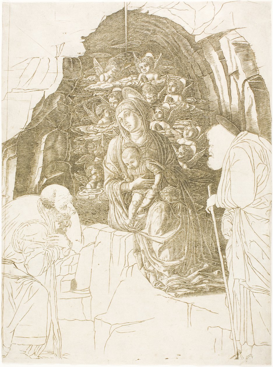 A Adoração dos Magos (Virgem da Gruta) de Andrea Mantegna