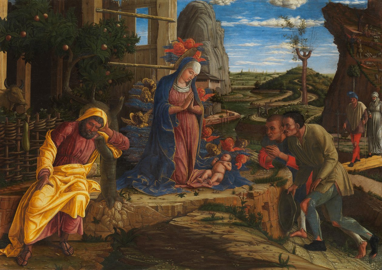 A Adoração dos Pastores, pouco depois de 1450. de Andrea Mantegna