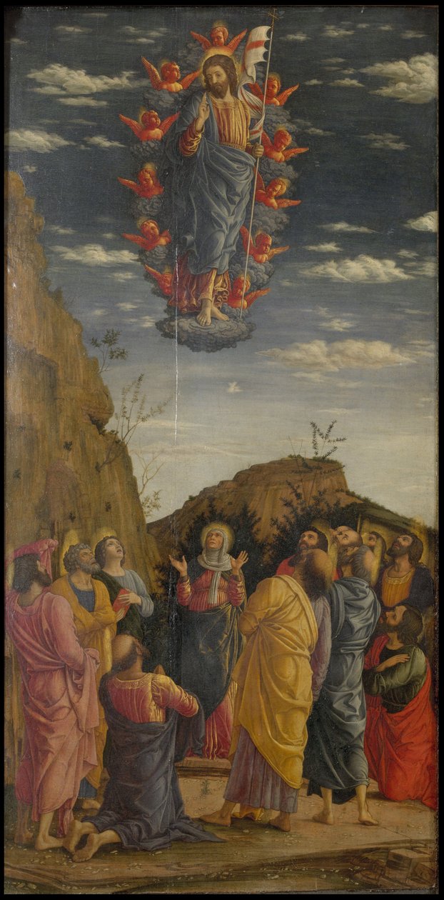 O Tríptico de Ascensão do Uffizi Uffizi Tryptich, painel esquerdo, ca 1463-1464 de Andrea Mantegna