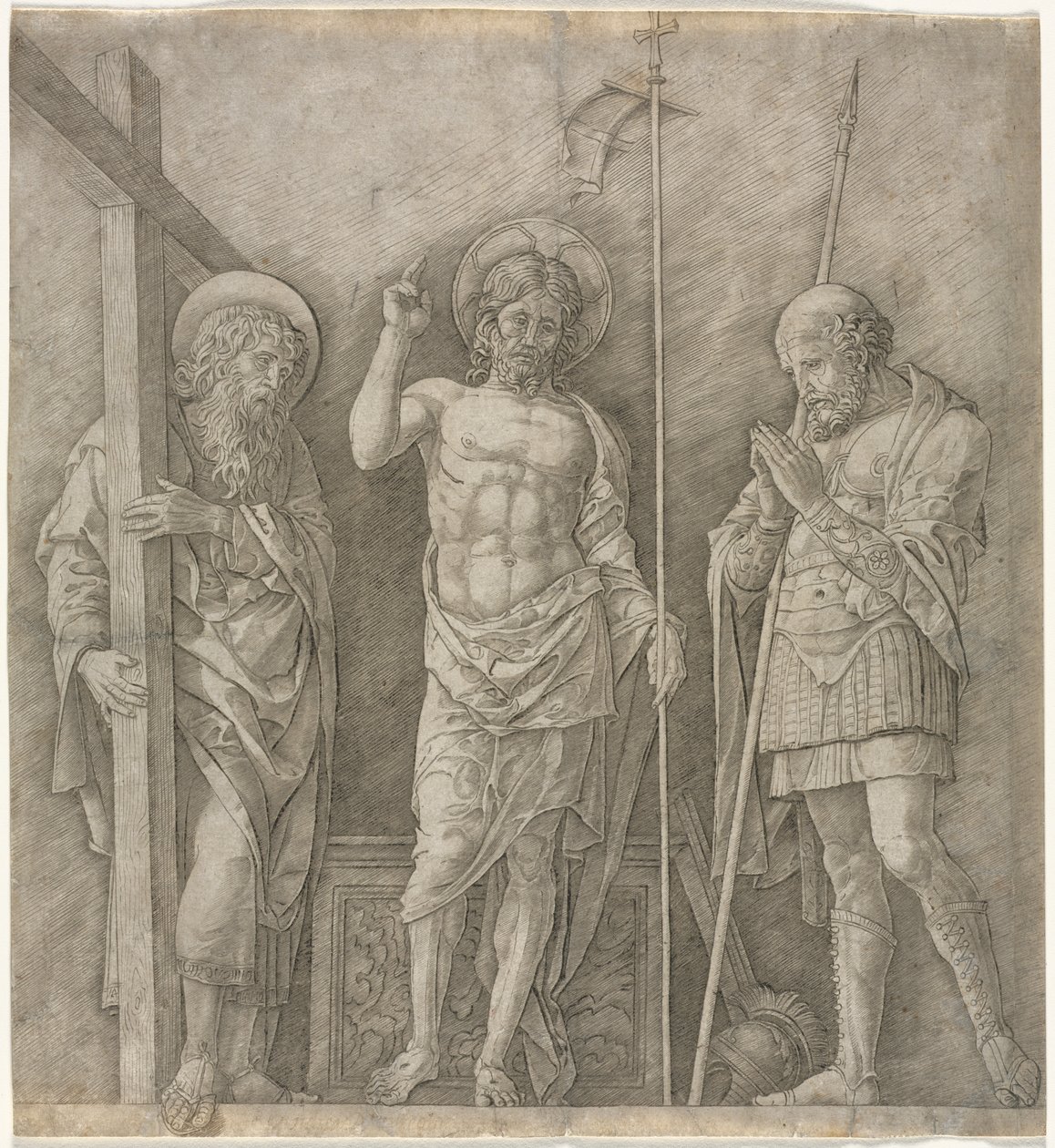 O Cristo Ressuscitado entre Santo André e Longino de Andrea Mantegna