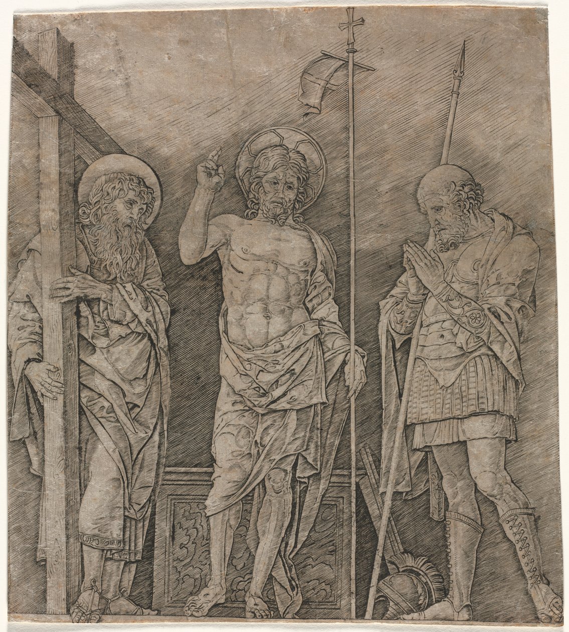 O Cristo Ressuscitado entre Santo André e Longino de Andrea Mantegna