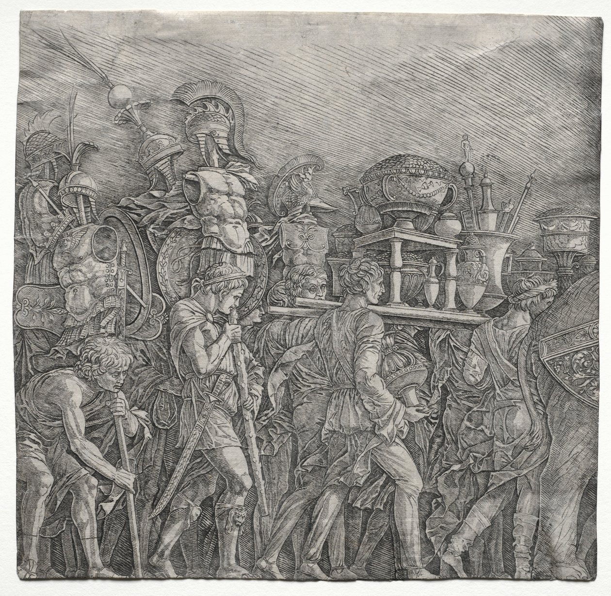 Os triunfos de César: os porta-espartilhos, c. 1495 de Andrea Mantegna