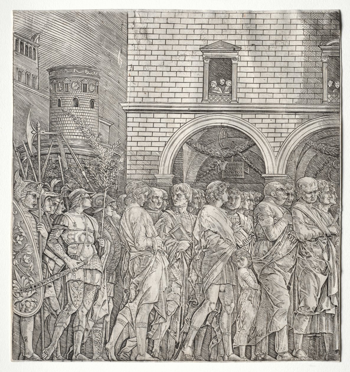 Os triunfos de César: The Senators, 1400s. de Andrea Mantegna