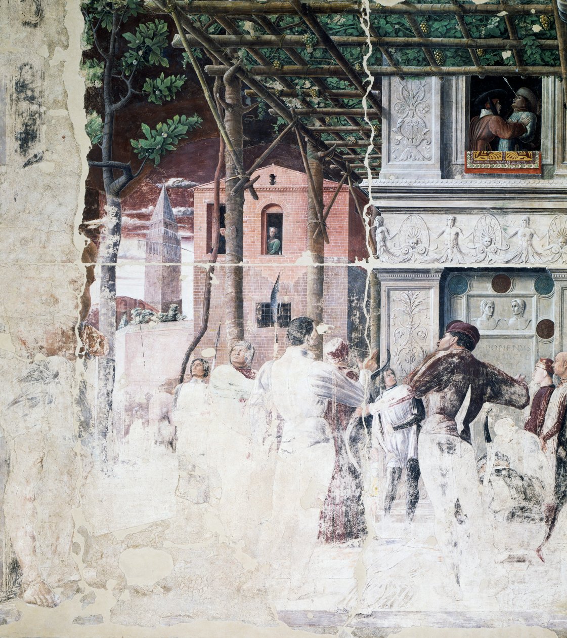 A condenação de São Cristóvão, detalhe do Martírio de São Cristóvão de Andrea Mantegna